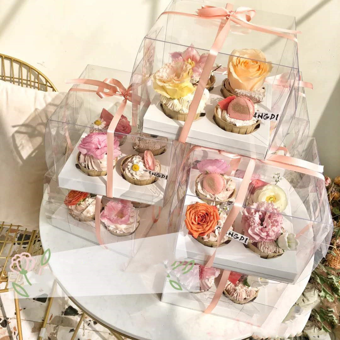 4 pcs 6 pcs cup cake packaging box