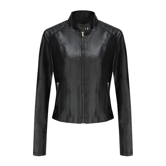 Women's Short Slim-fit Leather Coat