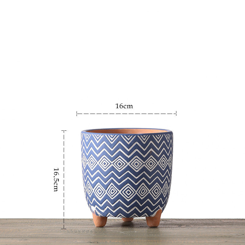 Nordic Style Geometric Pattern Ceramic Flower Pot