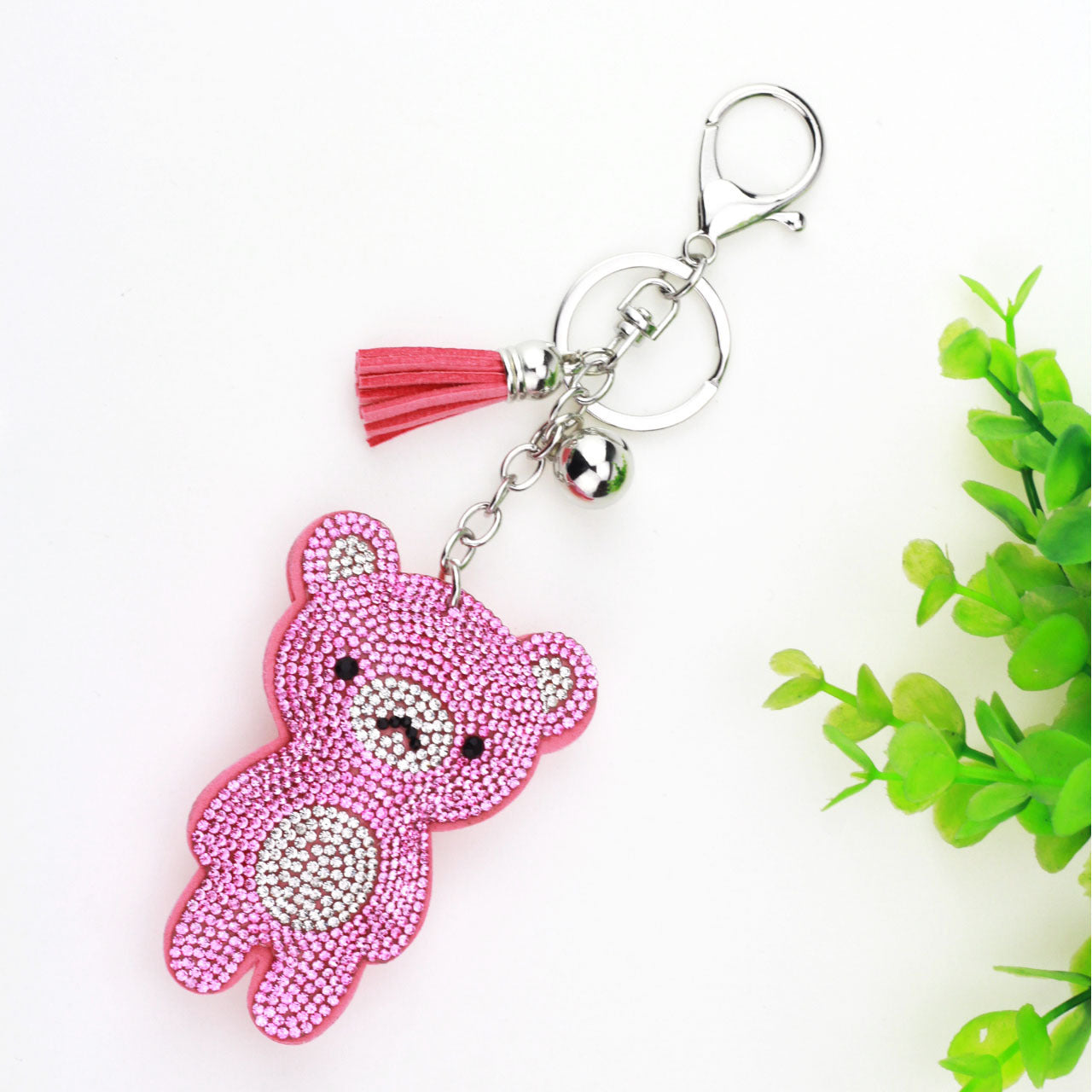 Bear Small Ornaments New Cute With Diamonds Keychain Pendant Korean Style Tassel Bag Pendant