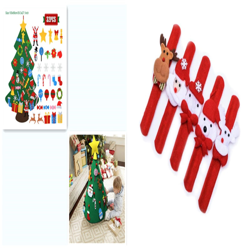 DIY Felt Christmas Tree New Year Toddler Kids Handmade Gift Toys Door Wall Hanging Ornaments Holiday Party Home Decor Set