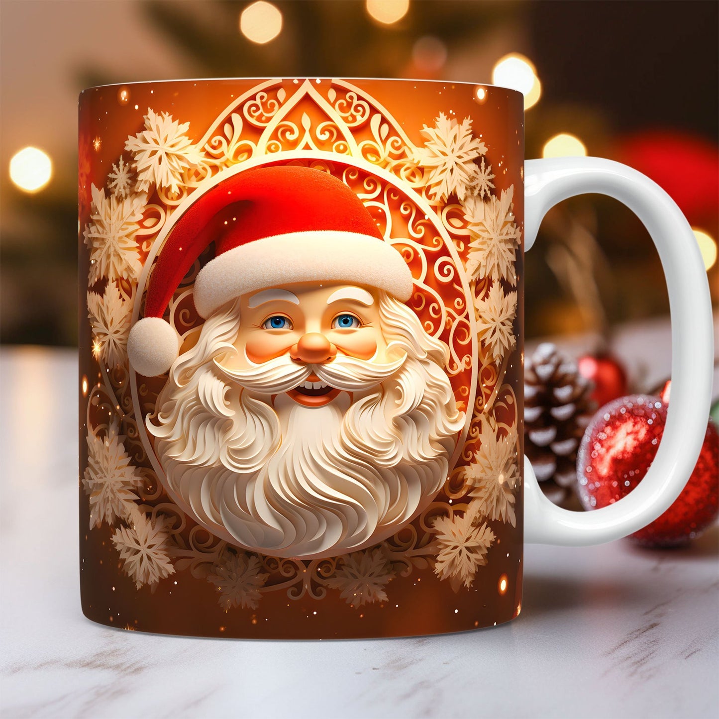 Christmas Theme Ceramic Mug 3D Santa Claus Coffee Cup Kitchen Gadgets