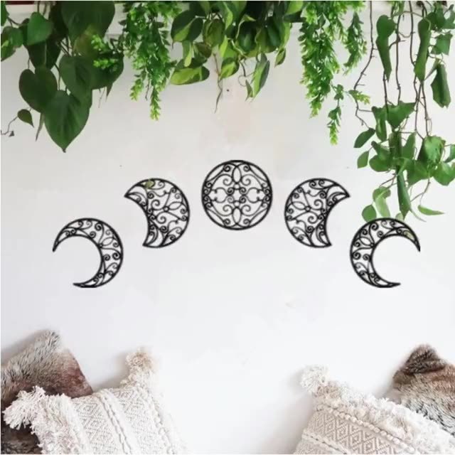 Moon Cycle Change Wooden Wall Sticker