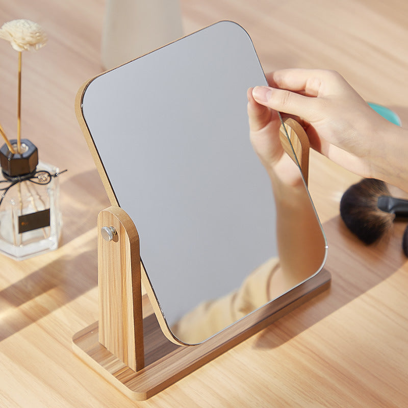 Wooden Folding Desktop Makeup Mirror