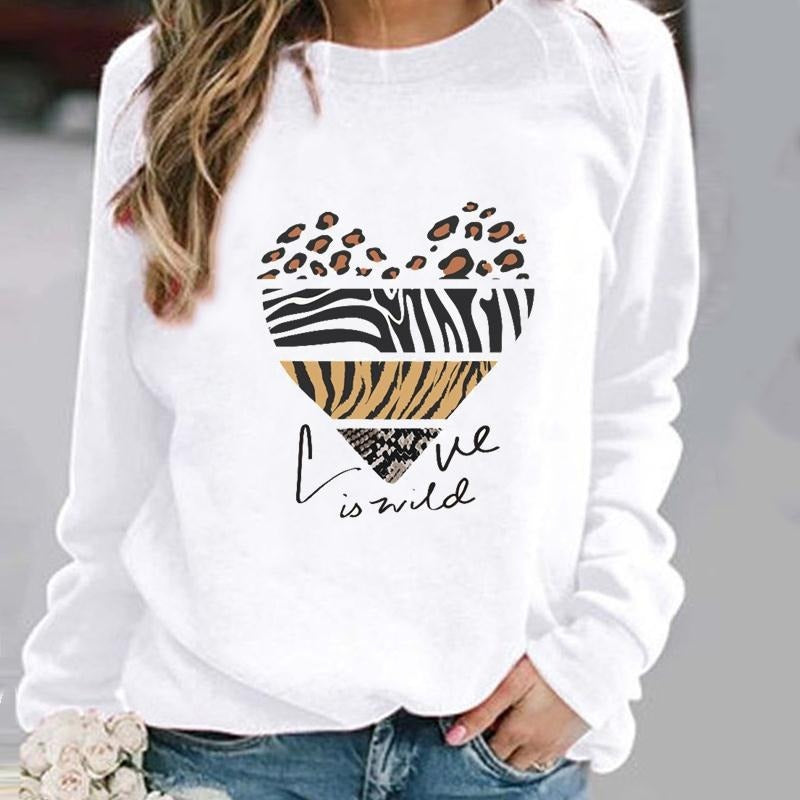 Women's Minimalist Round Neck Casual Printed Sweatshirt