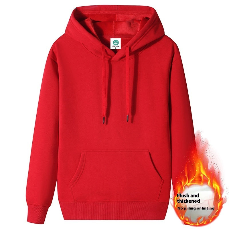 Fleece-lined Thick Student Hoodie Warm Top Casual