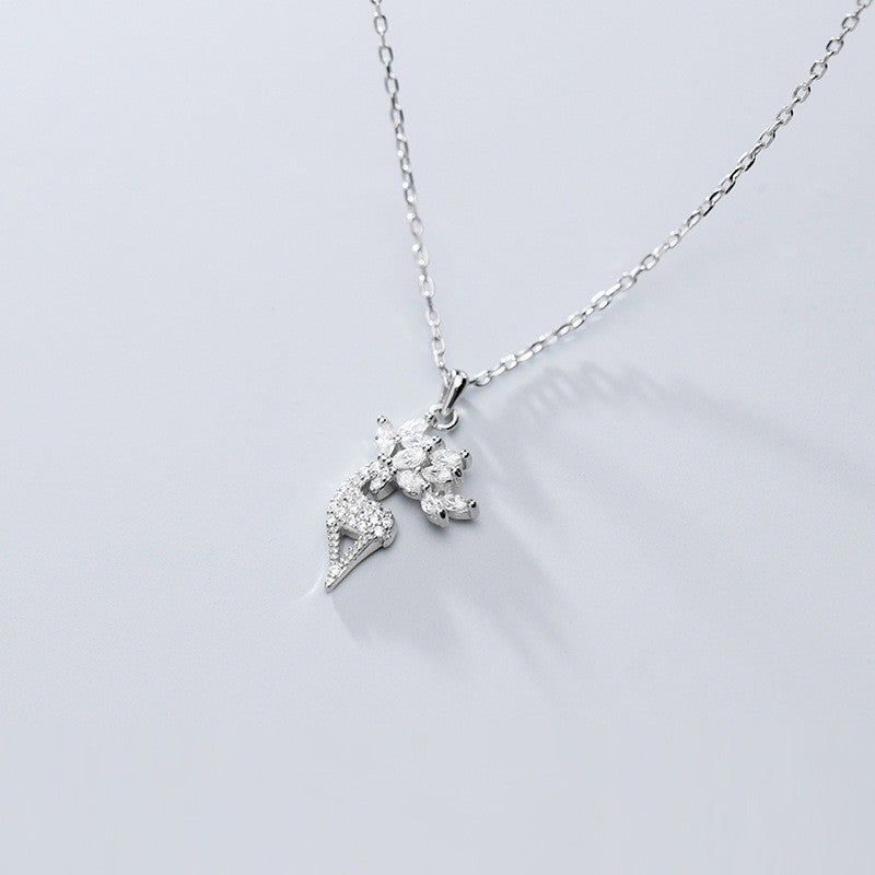 Sterling Silver Elk Full Diamond Necklace Christmas