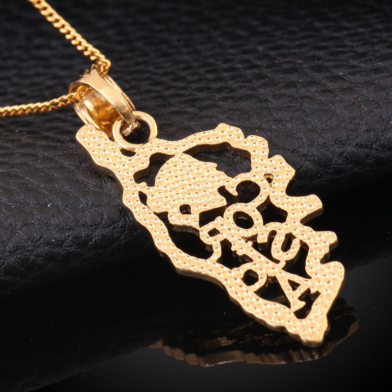 Map Pendant 18K Electroplated Gold Necklace