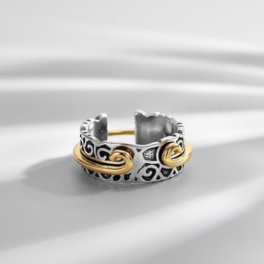 Open Personalized Handmade Points Gold Ring Female