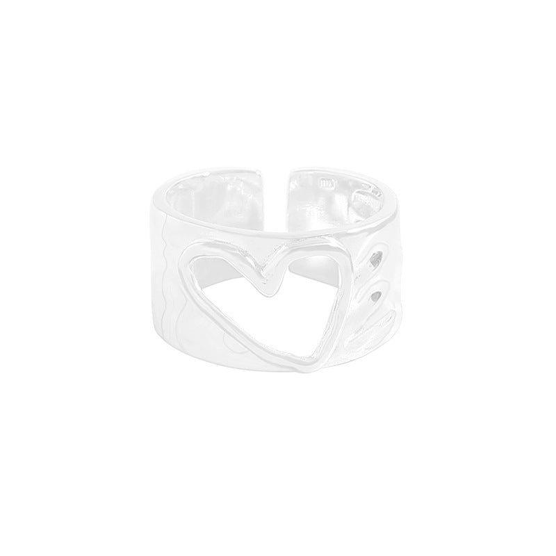 Special-interest Design Irregular Hollow-out Love Heart-shaped Ring