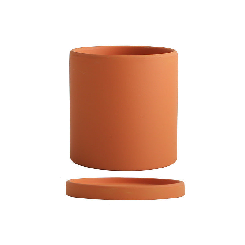 Ceramic Flowerpot With Straight Tube And Tray