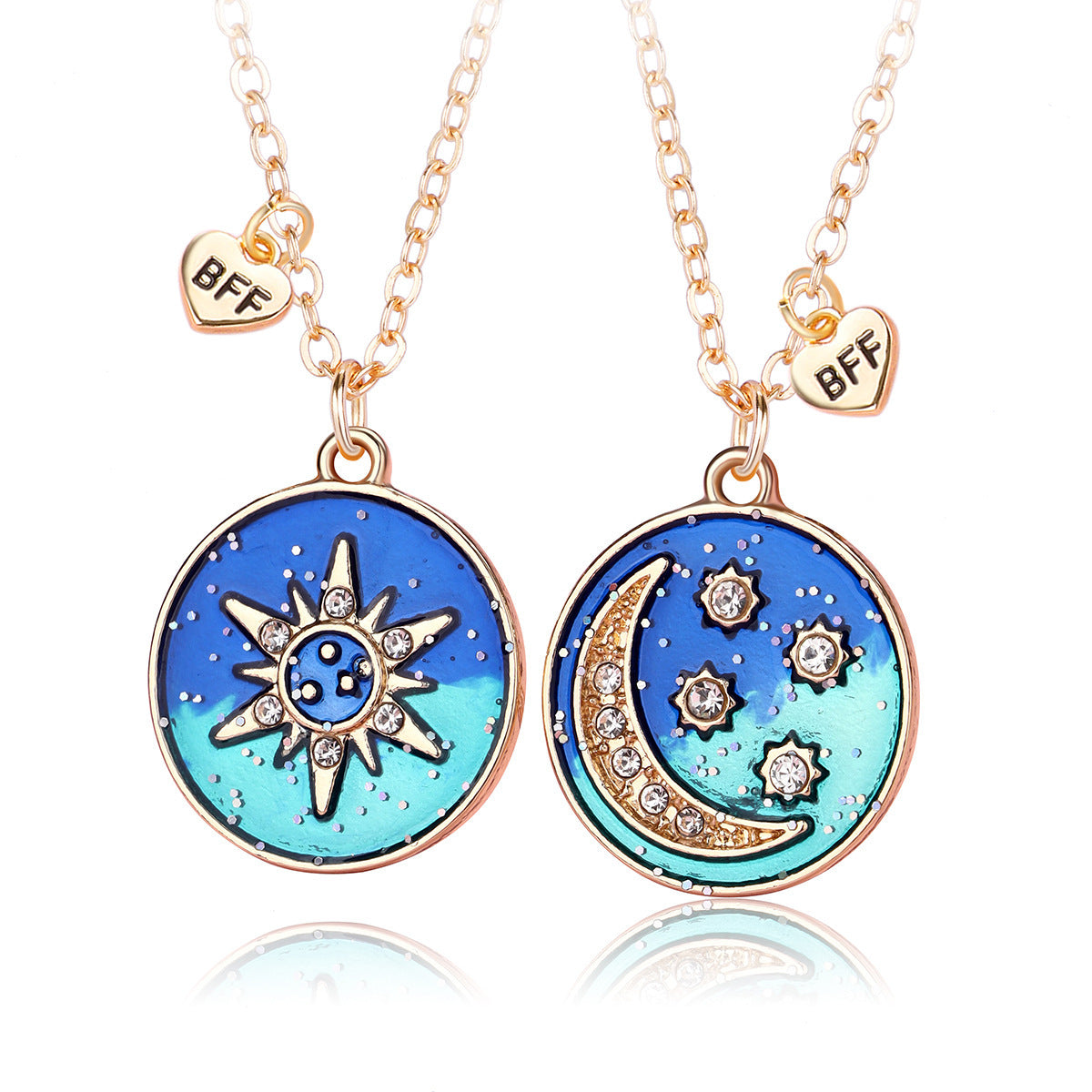 Couple Necklace Sun Moon XINGX Alloy Dripping Oil Suit