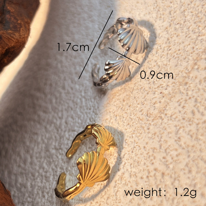 Gold-plated Fashion Shell Stainless Steel Ring