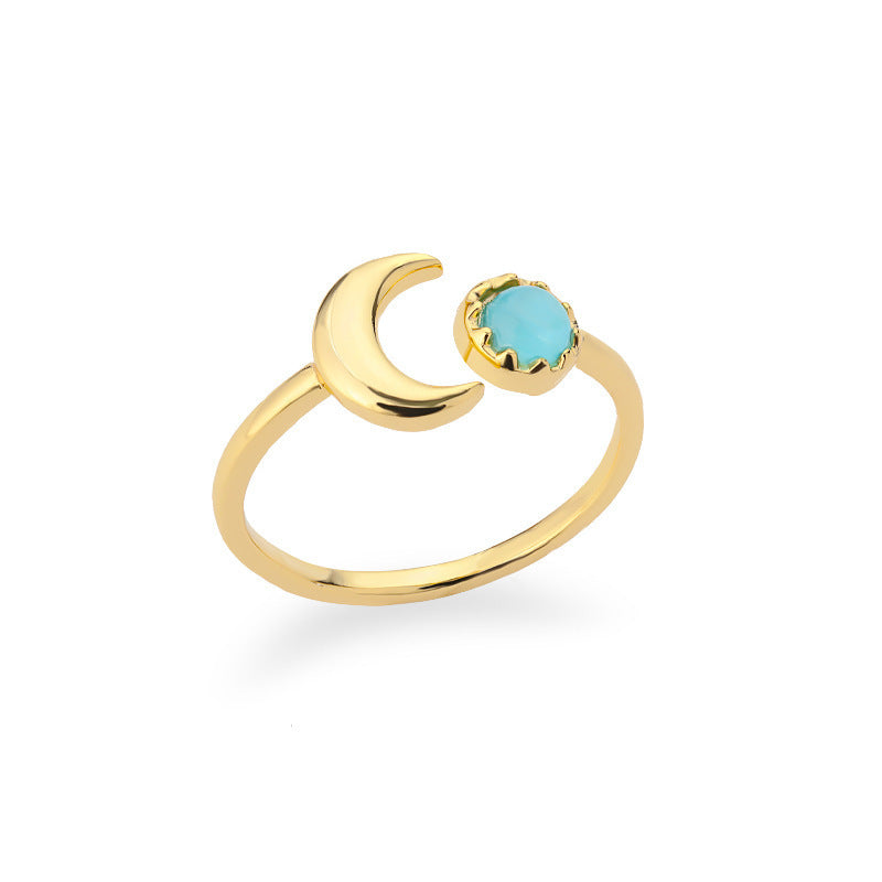 European And American Opening Adjustable Sun Opal Female Ring