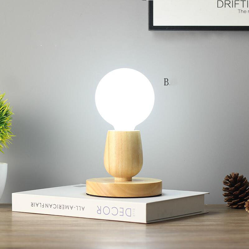 Modern Simple LED Night Light Wooden Decorative Table Lamp