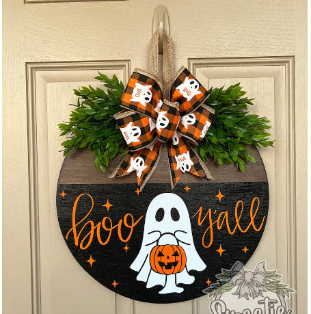 New Halloween White Ghost BOO Doorplate Decoration Pendant