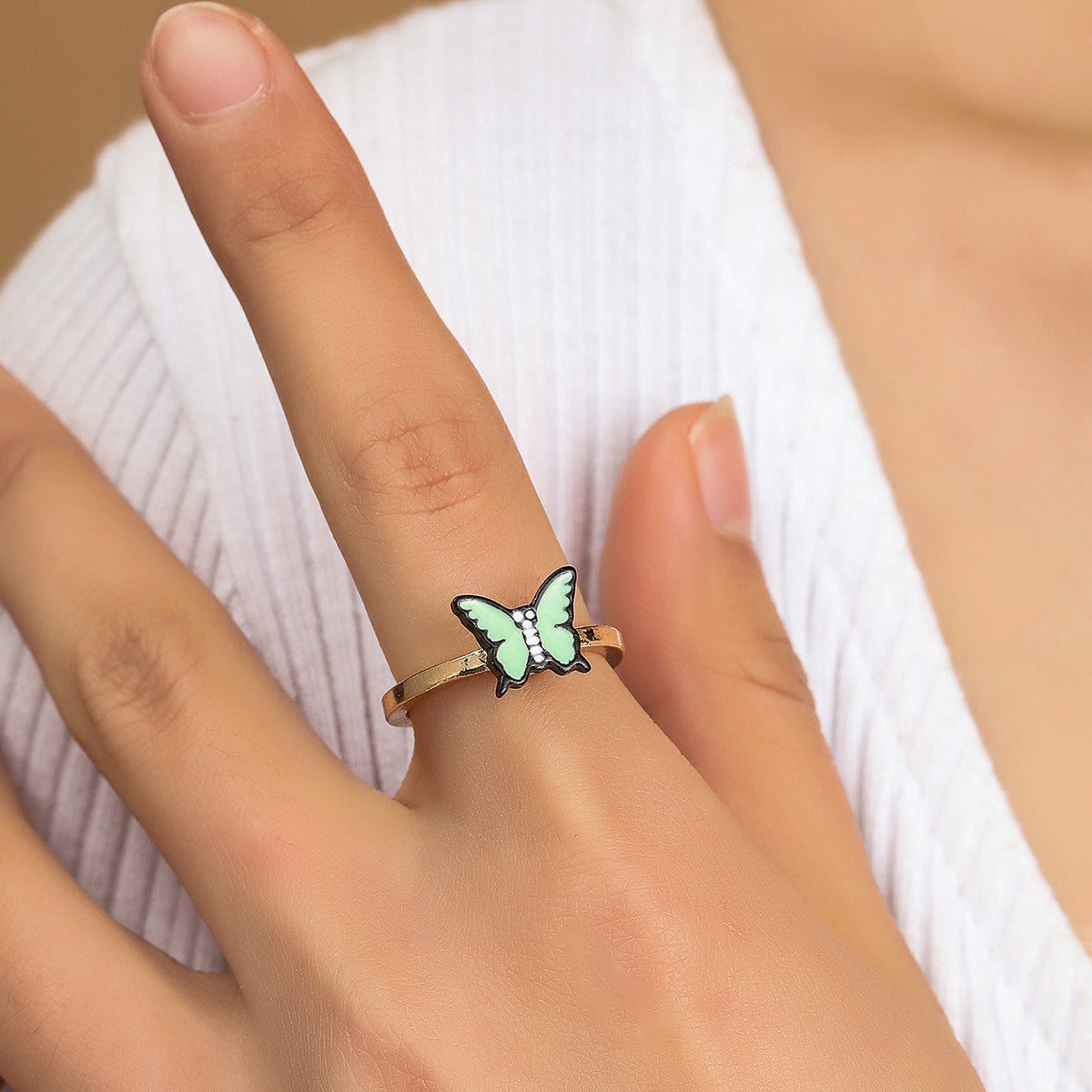 Fashion Sweet Butterfly Love Spinning Ring