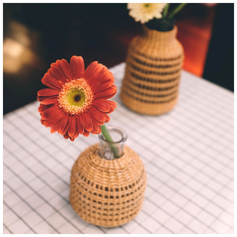 Straw Dried Flower Fragrance Japanese Woven Glass Vase