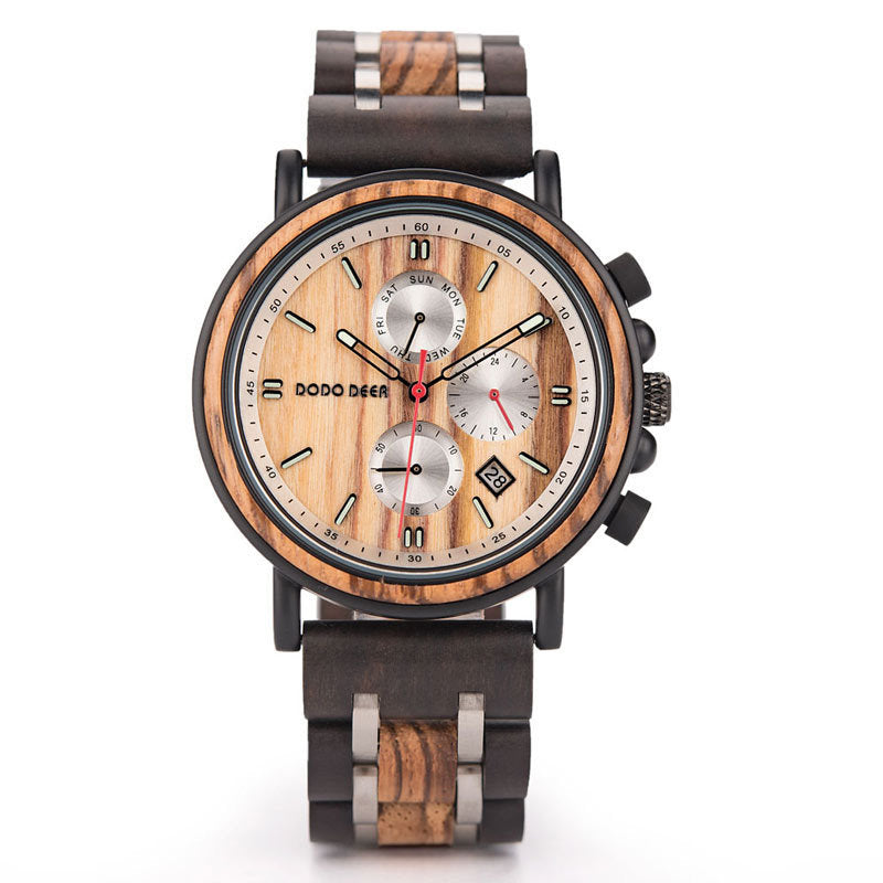 Multifunctional men's wooden watch