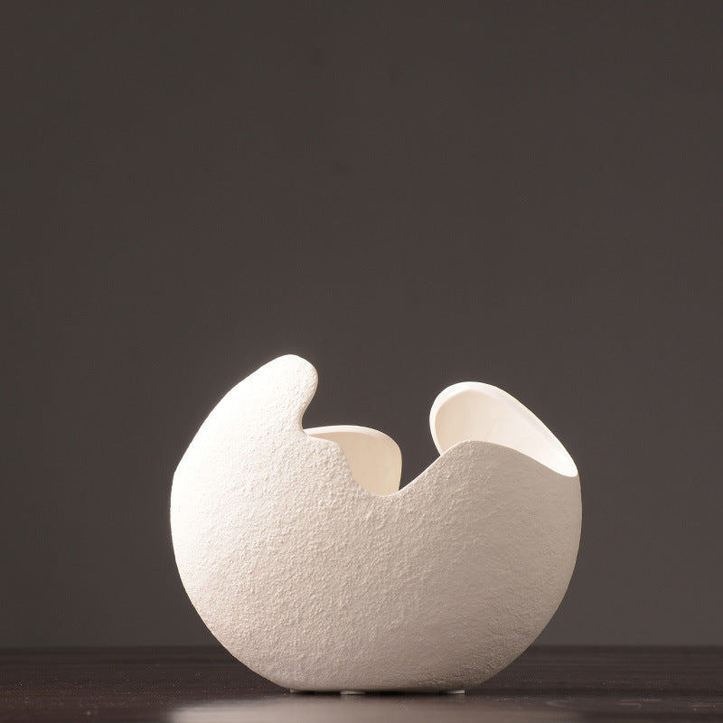 Simple white ceramic vase decoration
