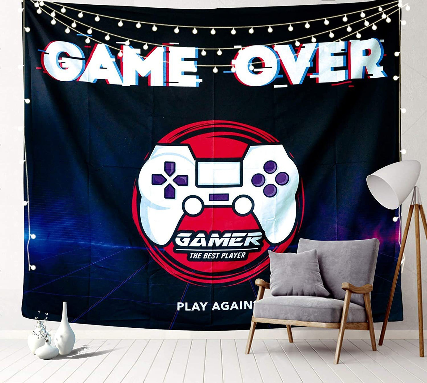 Men's Gaming Tapestry Cool Neon Gaming Wall Hanging