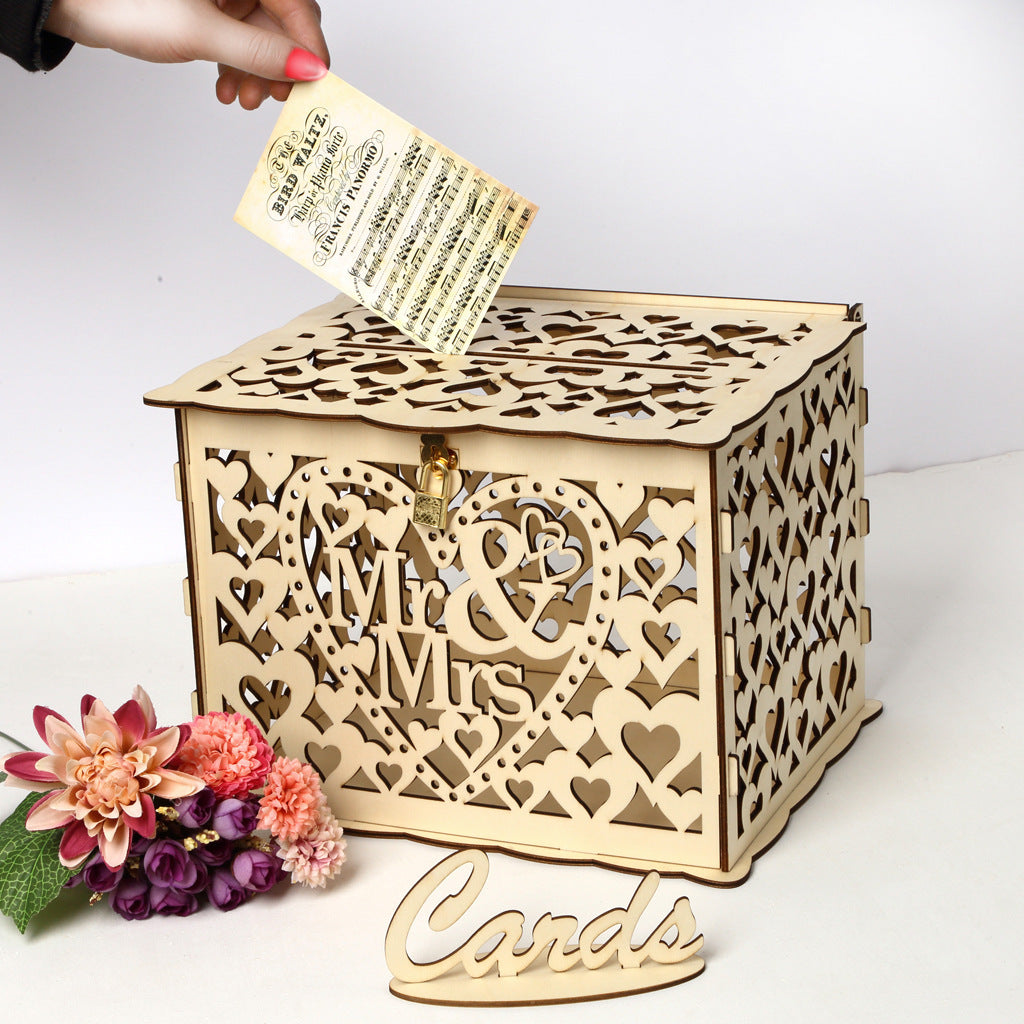 Wooden wedding card box