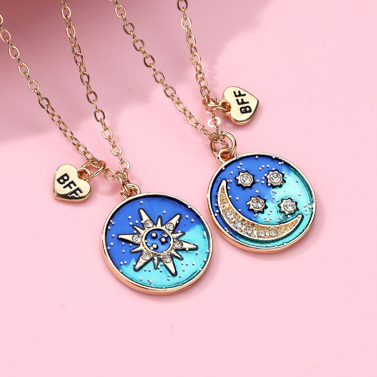 Couple Necklace Sun Moon XINGX Alloy Dripping Oil Suit