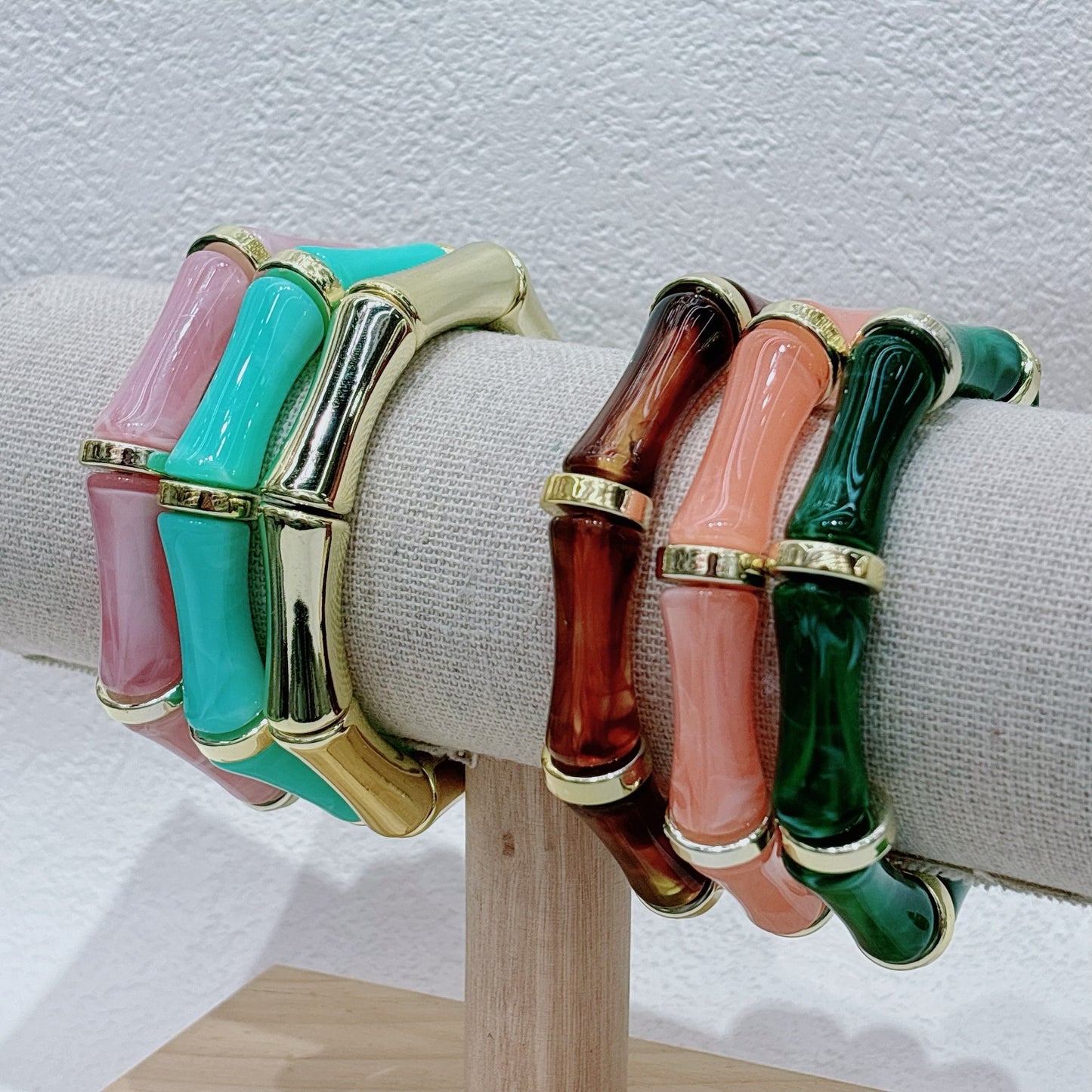 European And American Bamboo Tube Beads Women's Fashion Colored Beads Acrylic Bracelet