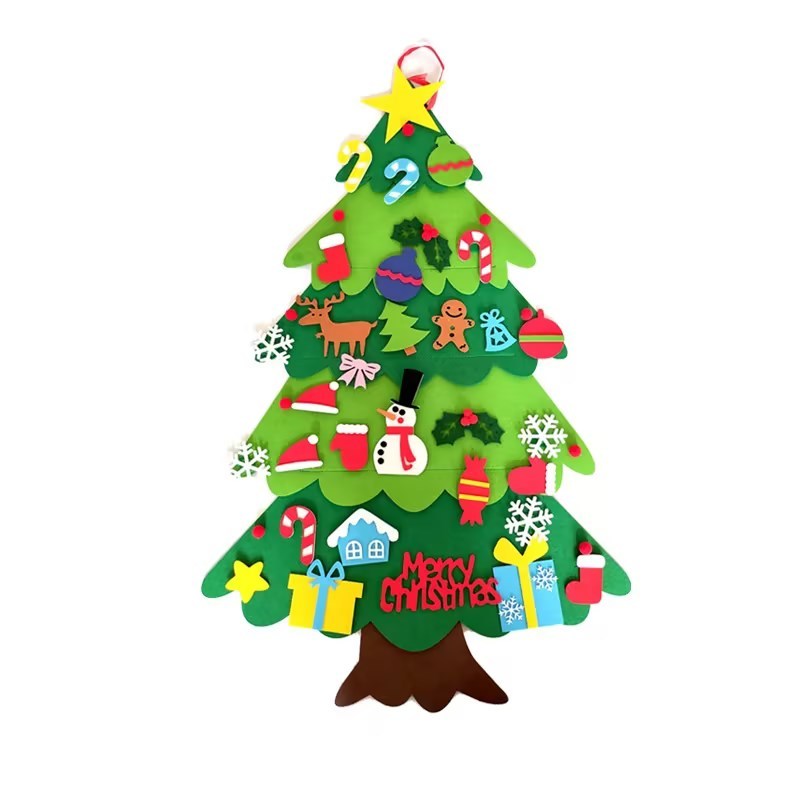 Children's DIY felt Christmas tree with lights