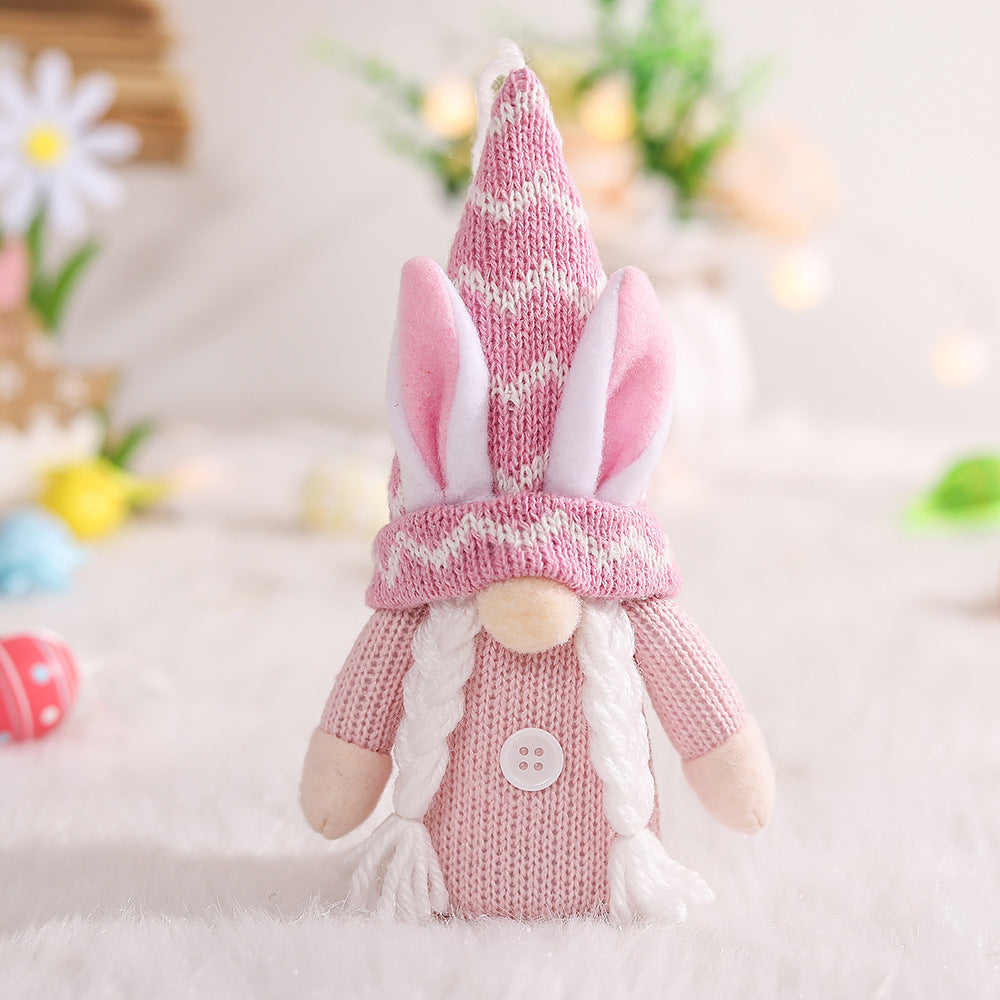 Easter Decorations Rabbit Ears Knitted Cloth Faceless Old Man Doll Ornaments