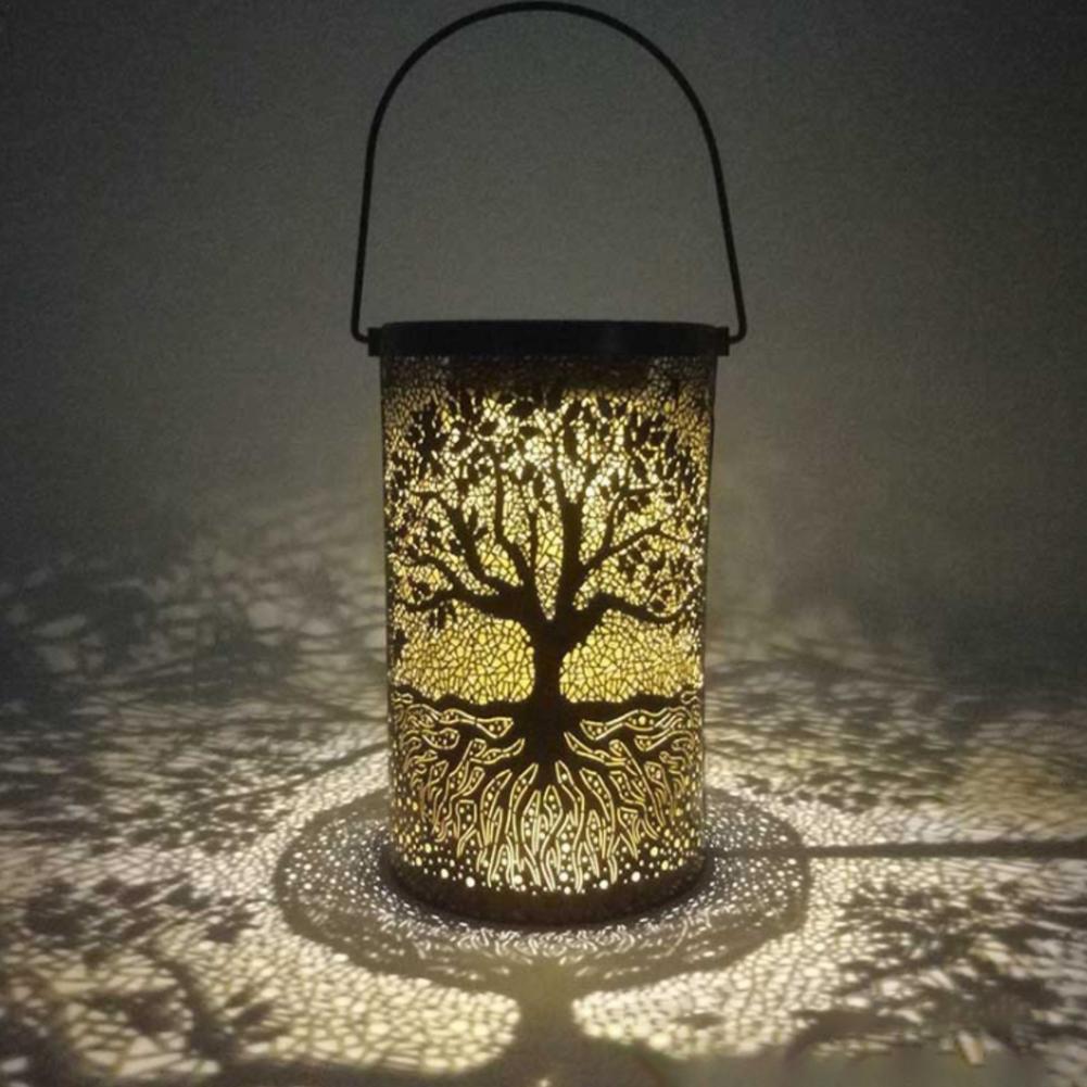 Garden Wrought Iron Cylindrical Solar Lamp