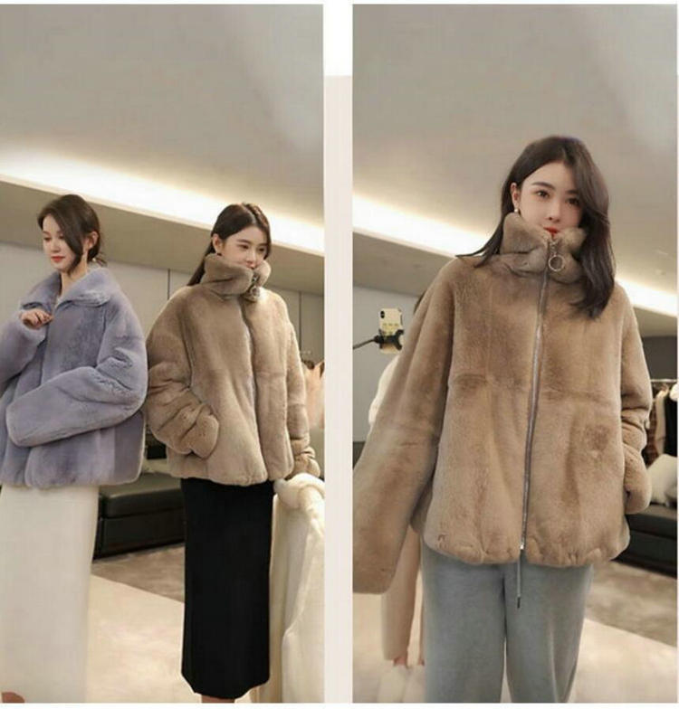 Green Rabbit Fur Classic Style Occupied Short Coat