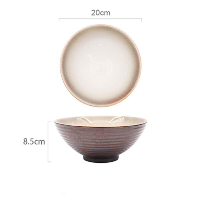 Japanese style kiln turned ceramic ramen bowl