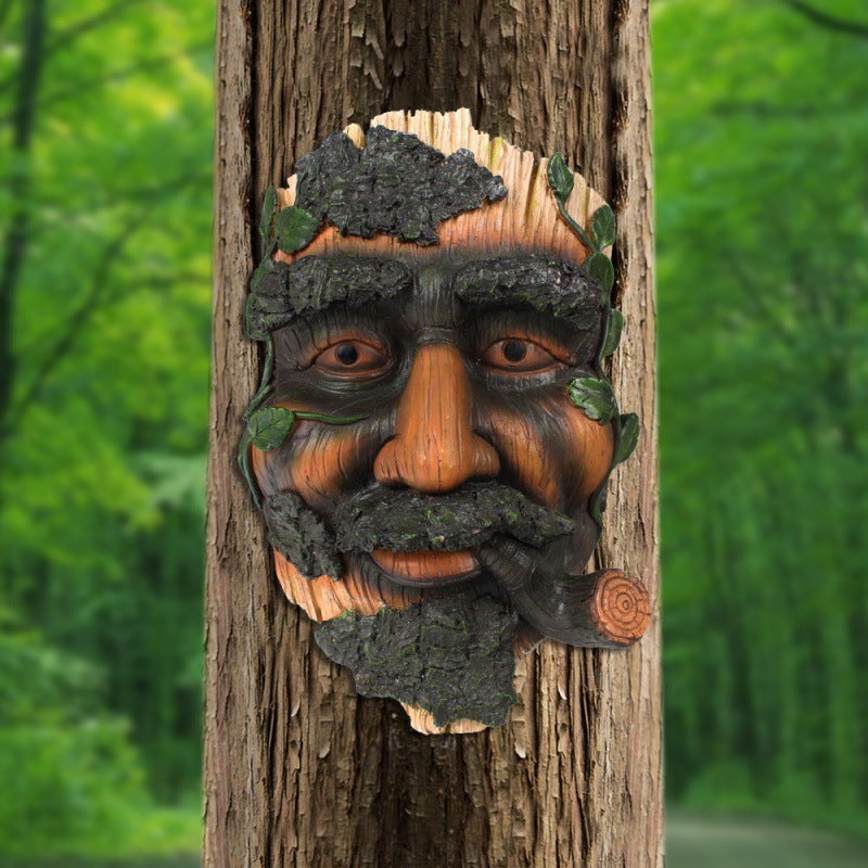 Cigar Pipe Bark Old Man Resin Craft Wall Decor