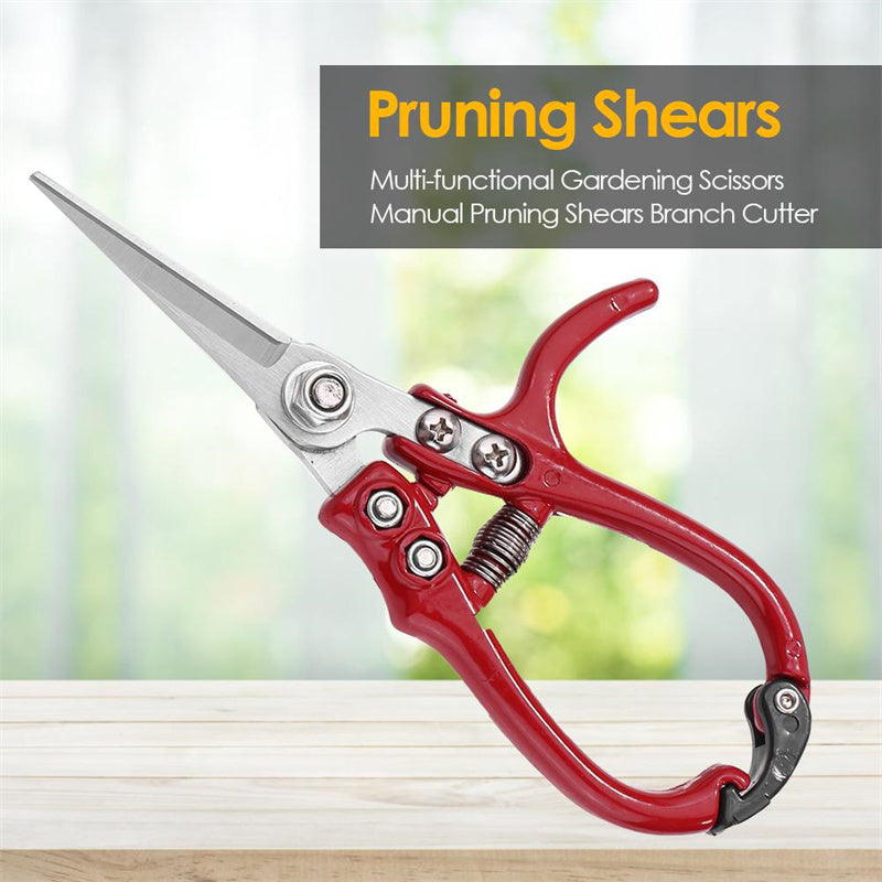 Multifunctional Garden Scissors Pruning Shears Manual With Safety Buckle Stainless Steel Spring Gardening Pruning Shear Branch Plant Cutter