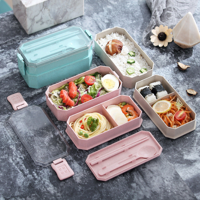 Wheat straw double-layer lunch box