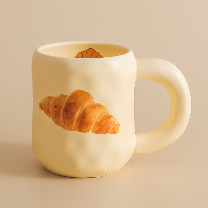 Cute Bread Mug With Lid Spoon