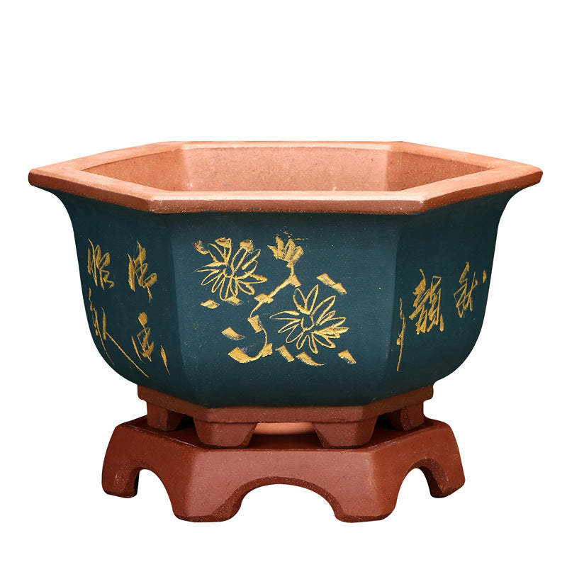 Flowerpot With Base Gardening Desktop Green Plant Succulent Landscape Basin