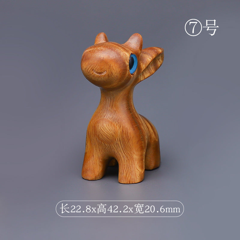 Wood Carving Little Black Cat Mini Doll Decoration Handicraft