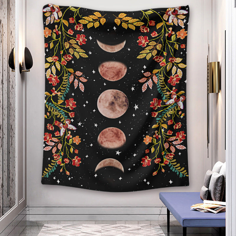 Home Decoration Moon Phase Flower Tapestry