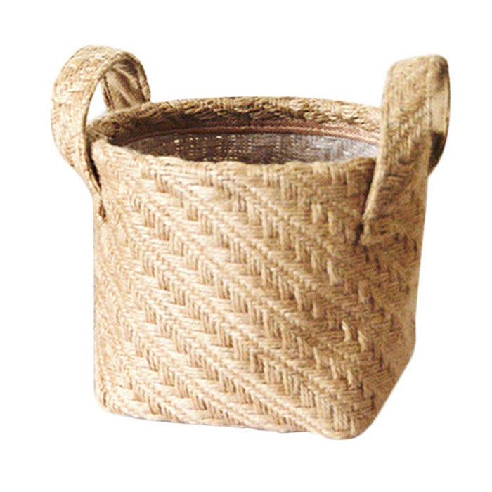 Woven Jute Cloth Toy Storage Laundry Basket