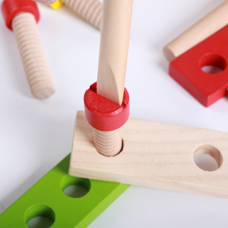 Wooden toy simulation disassembly toolbox