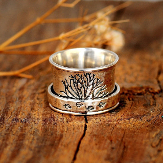 Retro Creative Rotatable Decompression Tree Of Life Ring