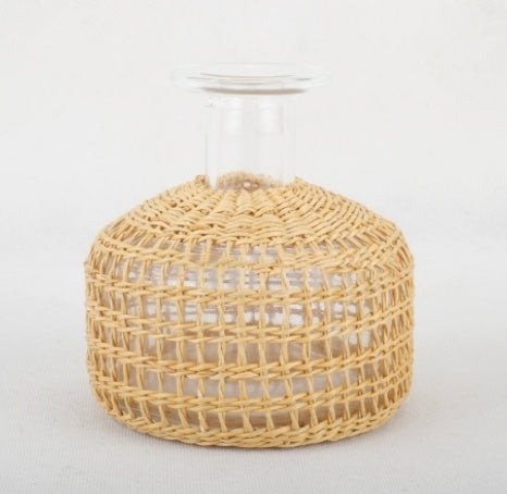 Straw Dried Flower Fragrance Japanese Woven Glass Vase