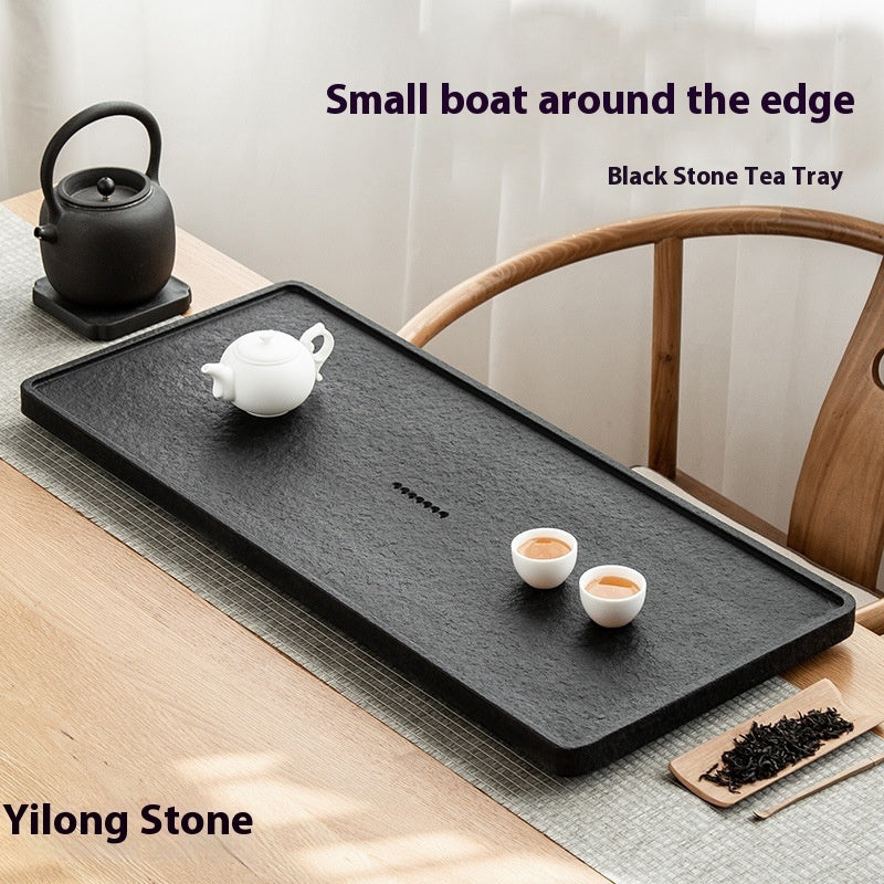 Natural Tray Home Office Black Gold Stone Kung Fu Tea Set