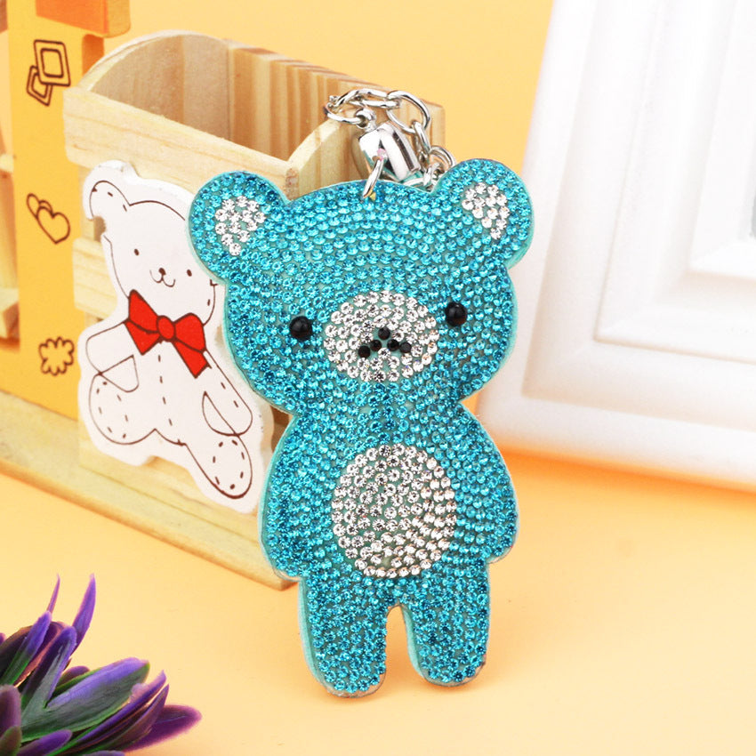 Bear Small Ornaments New Cute With Diamonds Keychain Pendant Korean Style Tassel Bag Pendant