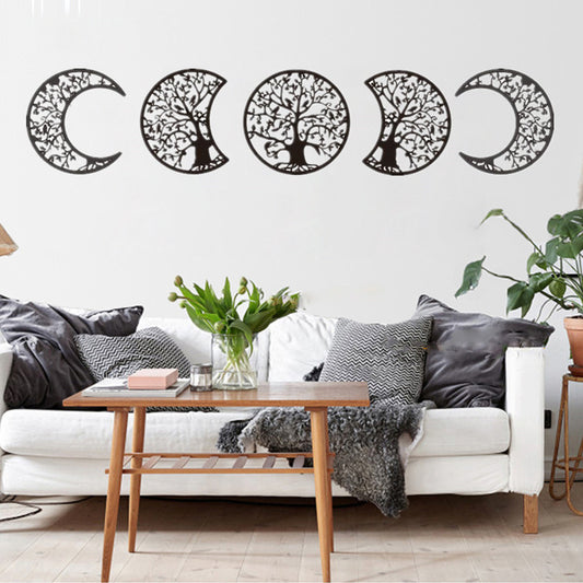 Moon Cycle Change Wooden Wall Sticker