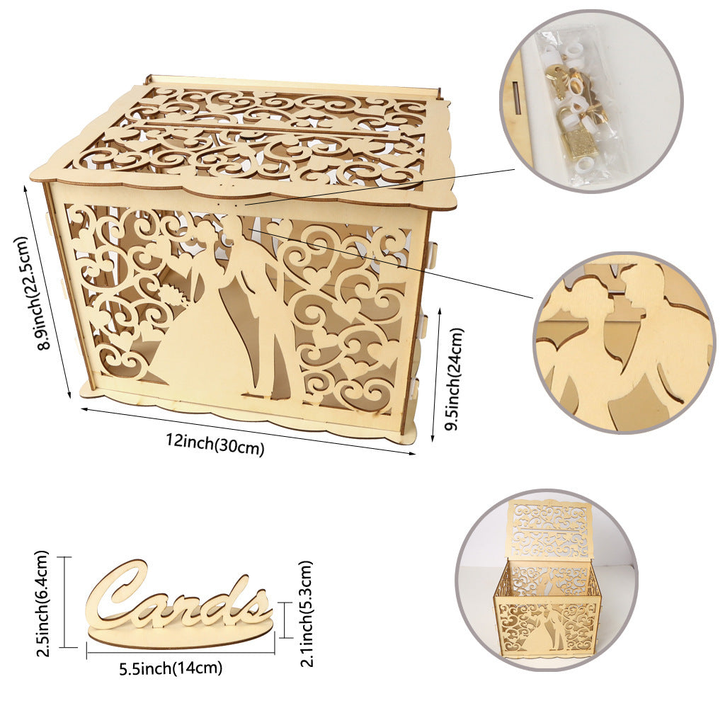 Wooden wedding card box