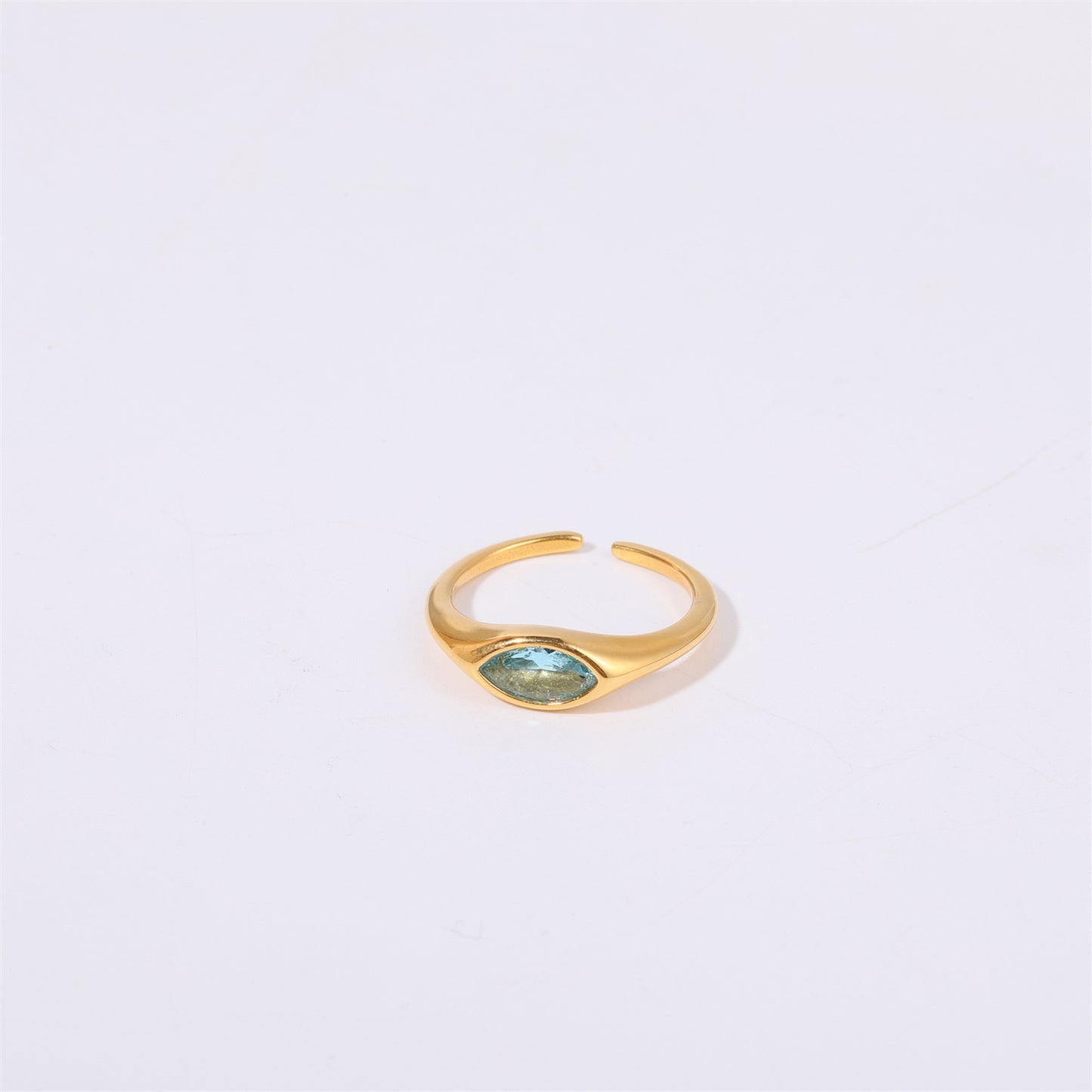 Color Retaining European And American Horse Eye Zircon Ring Female Simple Commute