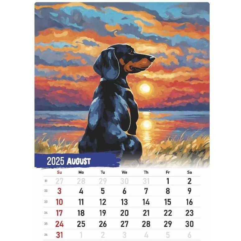 2025 Dachshund Calendar Daily Weekly Monthly Planner Paper Hanging Wall Calendar Gift Home Decor Wall Calendar Supplies